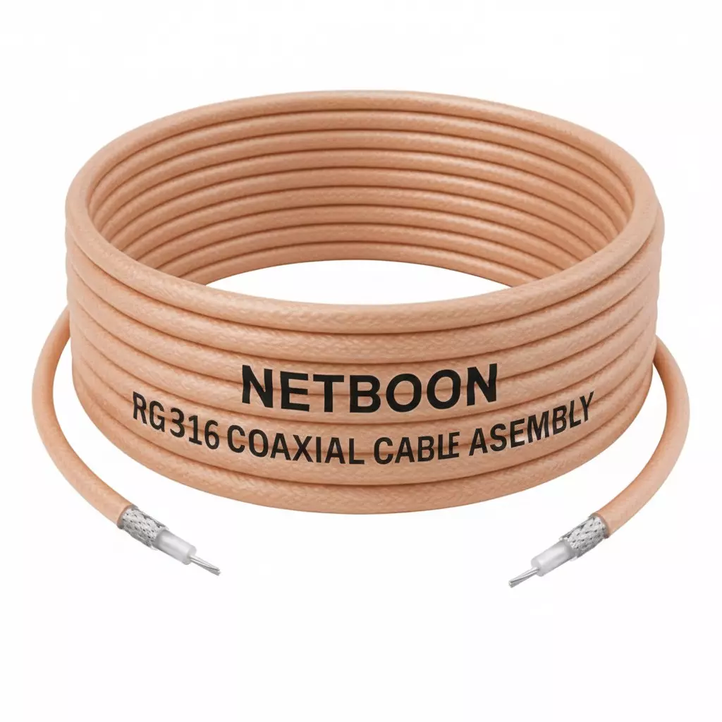 NETBOON RG316 Low Loss Coaxial Cable without Connector 1 m Copper 50 Ohm for RF Testing and Communication Systems