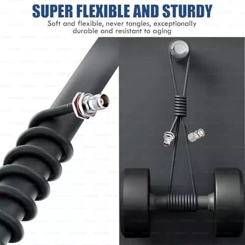 NETBOON RG58 Coaxial Cable with TNC Female Bulkhead to BNC Male Right Angle Connector 20 m Black 50 Ohm for Secure Panel Mount & Tight-Space Signal Connections