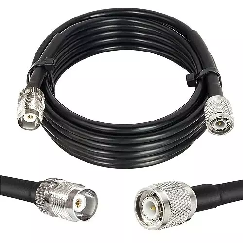 NETBOON RG 58 Coaxial Cable with Connector TNC Male to TNC Female Black Tinned Copper 20 m Length, TNC-M-TNC-F-RG58-CBL-20M