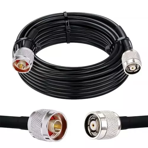 NETBOON HLF 400 Coaxial Cable with Connector N Male to RP-TNC Male Black Solid Copper 20 m Length, NB-400-NM-TO-RP-TNCM-20