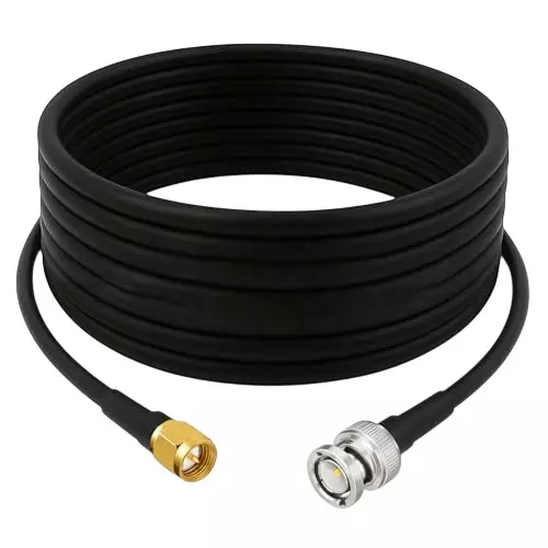 NETBOON RG 213 Coaxial Cable with Connector SMA Male to BNC Male 50 Ohm Black 25 m Length for RF Communication, NB-NEW-RG213-SMAM-TO-BNCM-25M