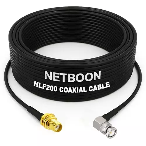 NETBOON HLF200 Low Loss Coaxial Cable 5 m with SMA Female to BNC Male Right Angle Connector RF 50 Ohm for Antennas, CCTV, Wireless Modules