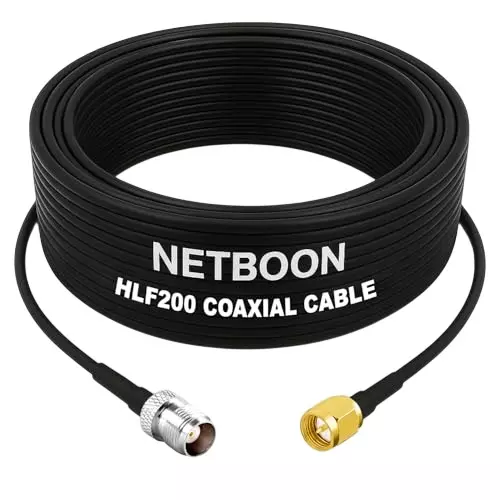 NETBOON HLF200 Low Loss Coaxial Cable 5 m with TNC Female to SMA Male Connector RF 50 Ohm for Antenna Systems, HAM Radios