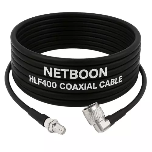 NETBOON HLF400 Low Loss Coaxial Cable SMA Female to N Male Right Angle Connector RF 50 Ohm 1 m Black for RF Communication