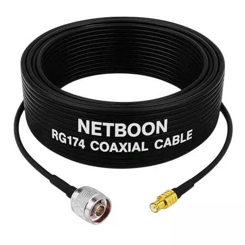 NETBOON NEW-RG174 Low Loss Coaxial Cable N Male to MCX Male Connector RF 20 cm Black for Communication Devices, Lab Testing