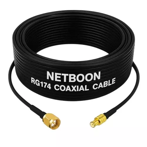 NETBOON NEW-RG174 Low Loss Coaxial Cable SMA Male to MCX Male Connector RF 50 Ohm 1 m Black for GPS, IoT Modules, Signal Testing