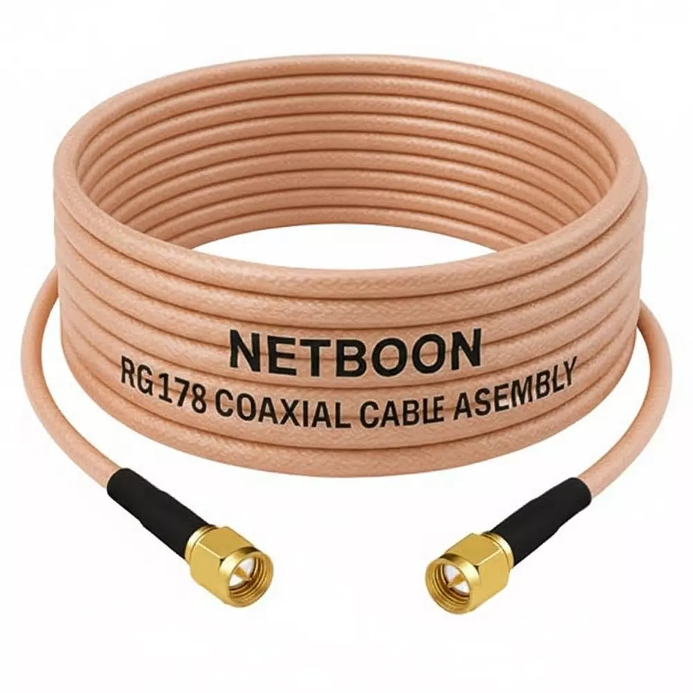 NETBOON RG178 Coaxial Cable with SMA Male to SMA Male Connector 15 cm Copper 50 Ohm for Antenna, SDR, Lab & Communication Devices