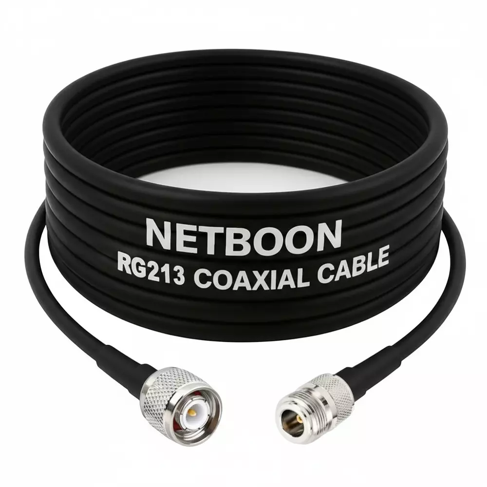 NETBOON RG213 Low Loss Coaxial Cable with TNC Male to N Female Connector 1 m Black 50 Ohm for Antennas & Lab Test Equipment