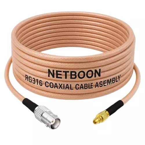 NETBOON RG316 Coaxial Cable with BNC Female to MMCX Male Connector 1 m Copper 50 Ohm for SDR, GPS, FPV, CCTV, RF Modules, Signal Testing Equipment