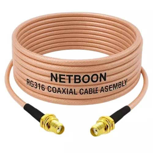 NETBOON RG316 Coaxial Cable with SMA Female to SMA Female Connector 15 cm Copper 50 Ohm for Antenna Extensions, Wireless Systems, Embedded Modules