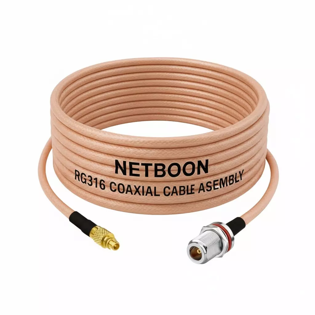 NETBOON RG316 Low Loss Coaxial Cable with MMCX Male to N Female Connector 5 m Copper 50 Ohm for Industrial and Testing Applications