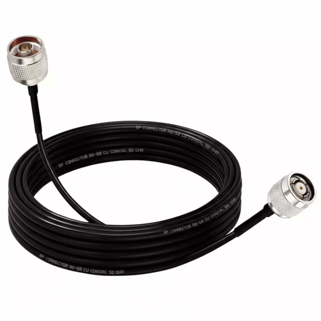 NETBOON RG58 Low Loss Coaxial Cable with N Male to RP-TNC Male Connector 10 m Black 50 Ohm for Lab and Communication Equipment