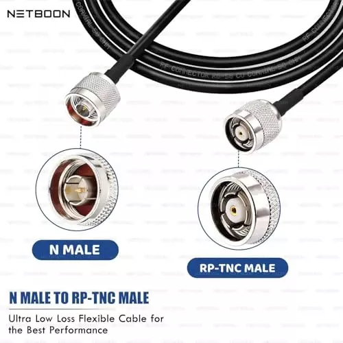 netboon-rg58-low-loss-coaxial-cable-with-n-male-to-rp-tnc-male-connector-10-m-black-50-ohm-for-lab-and-communication-equipment