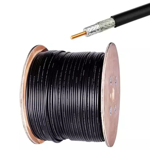 NETBOON HLF 300 Coaxial Cable 6000 MHz Frequency Range Black RF Signal Transmission 5 m Length, NB-HLF-300-BK-5M