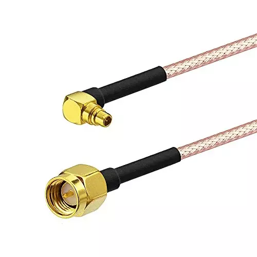 NETBOON RG316 Coaxial Cable with Connector SMA Male to MMCX Male Right Angle 50 Ohm Brown 15 m Length for RF Communication, 316-MMCX-SMA-M-15