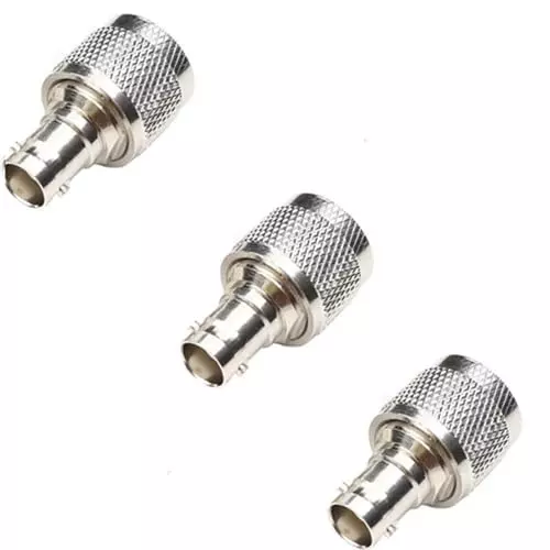 GENERIC N-Male to BNC Female Coaxial Cable Connector Nickel Plated Brass Silver, TA004-3 (Pack of 3 Pcs)