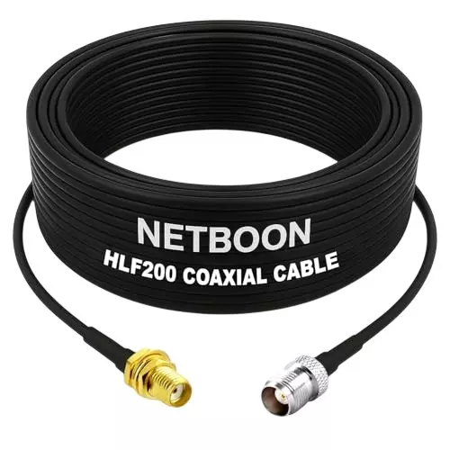NETBOON HLF200 Low Loss Coaxial Cable 25 m with SMA Female to TNC Female Connector RF 50 Ohm for Antennas, CCTV, Communication Devices