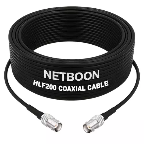 NETBOON HLF200 Low Loss Coaxial Cable 5 m with BNC Female to BNC Female Connector RF 50 Ohm for Broadcast Devices, Communication Devices