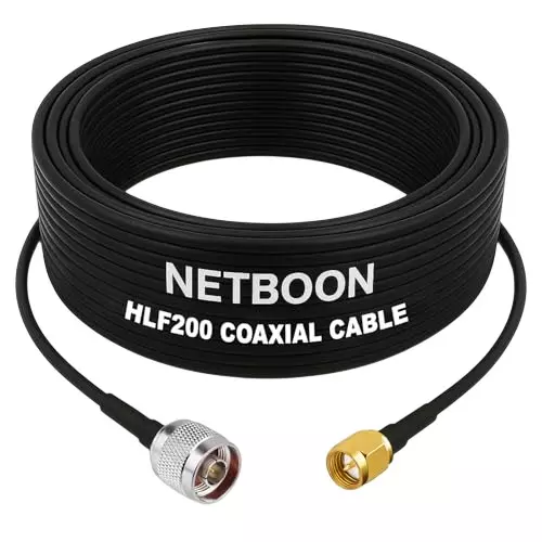 NETBOON HLF200 Low Loss Coaxial Cable 25 m with N Male to SMA Male Connector RF 50 Ohm for Cellular, GPS, Ham Radios