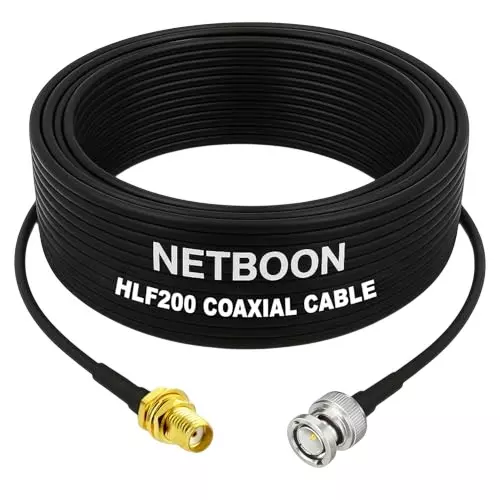 NETBOON HLF200 Low Loss Coaxial Cable 5 m with SMA Female to BNC Male Connector RF 50 Ohm for Antenna, CCTV, Radio, Laboratory