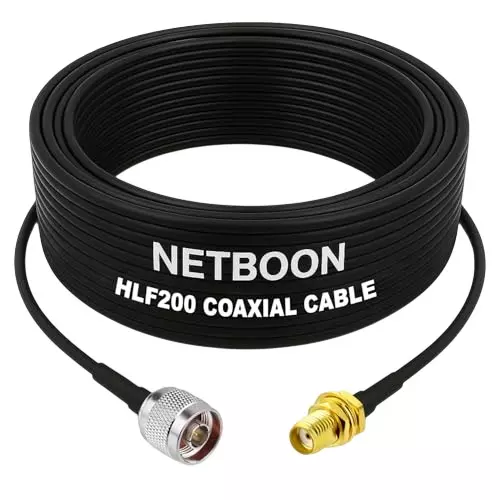 NETBOON HLF200 Low Loss Coaxial Cable 25 m with N Male to SMA Female Connector RF 50 Ohm for RF Testing, Communication Systems