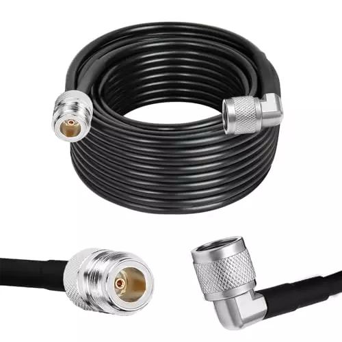 NETBOON HLF400 Low Loss Coaxial Cable N Female to N Male Right Angle Connector RF 50 Ohm 1 m Black for RF Communication