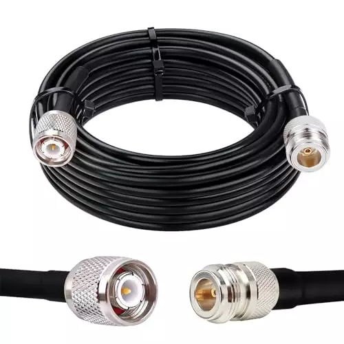 NETBOON HLF400 Low Loss Coaxial Cable TNC Male to N Female Connector RF 1 m Black for RF Communication