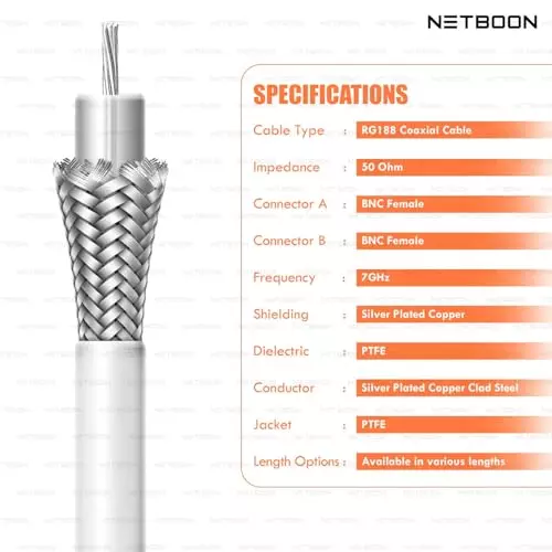 netboon-rg188-low-loss-coaxial-cable-with-bnc-female-to-bnc-female-connector-10-m-white-50-ohm-for-oscilloscopes-antennas-lab-testing