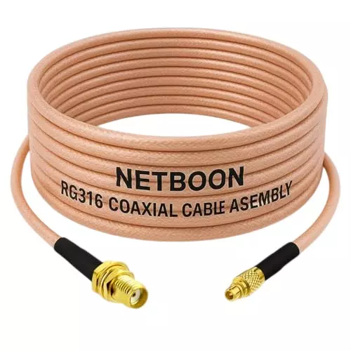 NETBOON RG316 Coaxial Cable with SMA Female to MMCX Male Connector 15 cm Copper 50 Ohm for GPS Modules, Wireless Systems, Embedded RF Devices