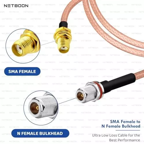 netboon-rg316-low-loss-coaxial-cable-with-sma-female-to-n-female-connector-10-m-copper-50-ohm-for-rf-systems