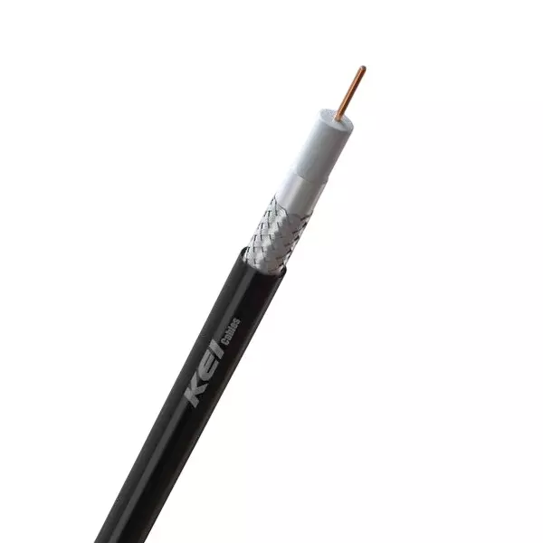 KEI Co-Axial Cable 305 m Black Foam Polyethylene Insulation Copper Clad Steel Conductor with Laminated Aluminum Tape and Aluminium Wire Braid, RG-11