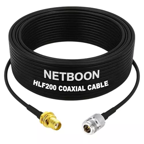 NETBOON HLF200 Low Loss Coaxial Cable with SMA Female to N Female Connector RF 50 Ohm for Antennas, CCTV, Broadcast Devices