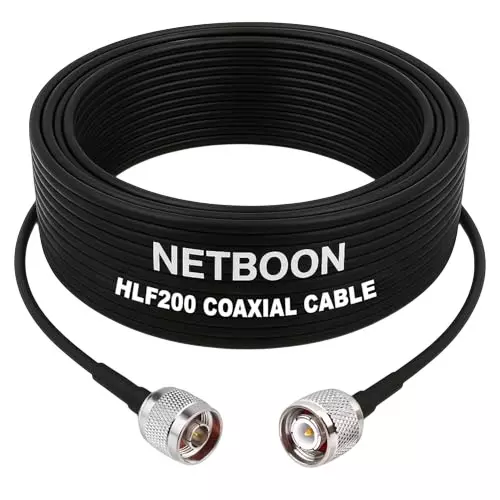 NETBOON HLF200 Low Loss Coaxial Cable 20 m with N Male to TNC Male Connector RF 50 Ohm for RF Communication, Testing