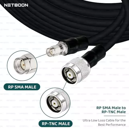 netboon-hlf400-low-loss-coaxial-cable-rp-sma-male-to-rp-tnc-male-connector-rf-50-ohm-1-m-black-for-rf-communication