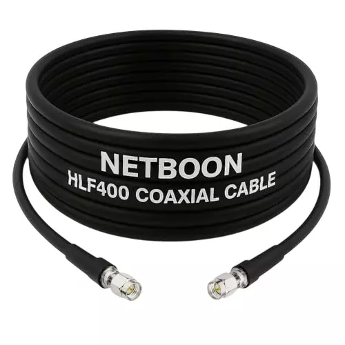 NETBOON HLF400 Low Loss Coaxial Cable SMA Male to SMA Male Connector RF 50 Ohm 15 m Black for RF Communication