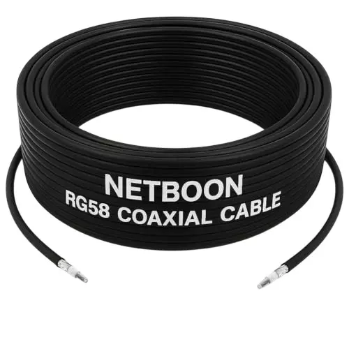 NETBOON RG58-CBL Low Loss Coaxial Cable Without Connector RG 58 50 Ohm 10 m Black for Dummy Load, Antenna Analyzer