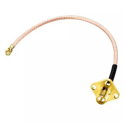 NETBOON RG178 Coax Cable 4-Hole RP-SMA Female to UFL/IPEX Connector RF 50 Ohm 15 cm Copper for Antenna Integration, IoT Devices, Wireless Modules