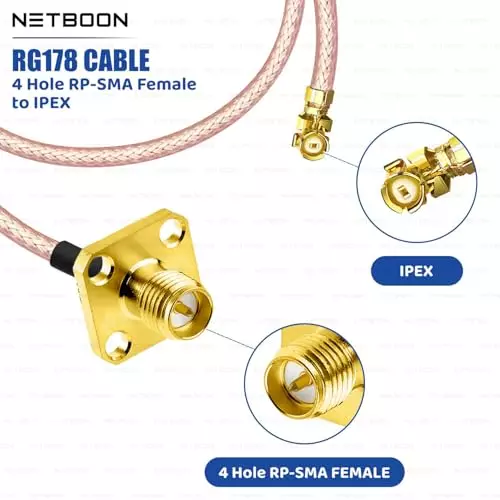netboon-rg178-coax-cable-4-hole-rp-sma-female-to-uflipex-connector-rf-50-ohm-15-cm-copper-for-antenna-integration-iot-devices-wireless-modules