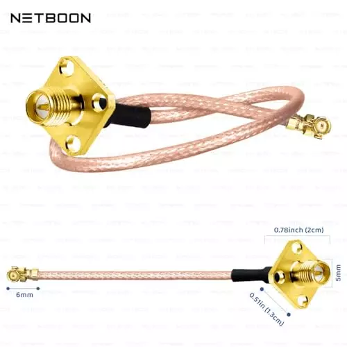 netboon-rg178-coax-cable-4-hole-rp-sma-female-to-uflipex-connector-rf-50-ohm-15-cm-copper-for-antenna-integration-iot-devices-wireless-modules