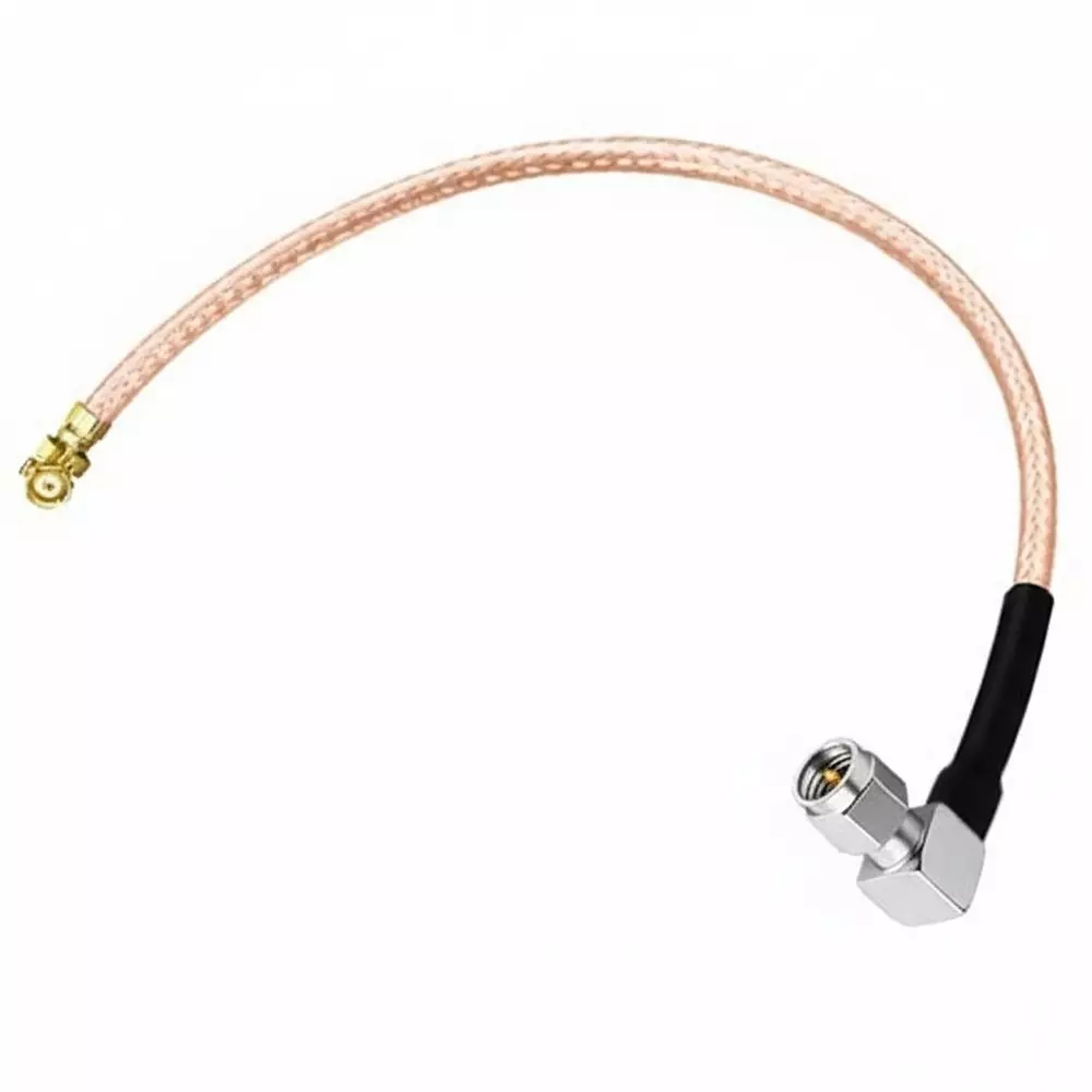 NETBOON RG178 Coaxial Cable with SMA Male Right Angle to UFL/IPX/IPEX Connector 15 cm Copper 50 Ohm for Testing & Communication Systems