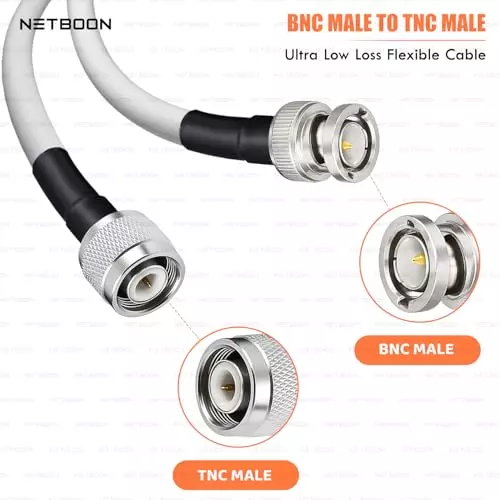 netboon-rg188-low-loss-coaxial-cable-with-bnc-male-to-tnc-male-connector-15-cm-white-50-ohm-for-communication-lab-testing