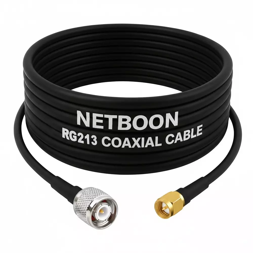 NETBOON RG213 Low Loss Coaxial Cable with TNC Male to SMA Male Connector 1 m Black 50 Ohm for Antennas & Test Equipment