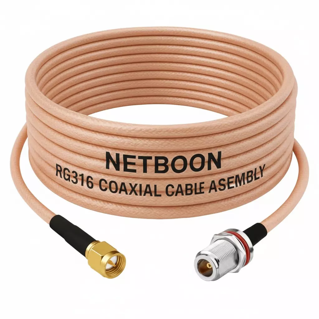 NETBOON RG316 Coaxial Cable with SMA Male to N Female Connector 15 cm Copper 50 Ohm for RF Applications