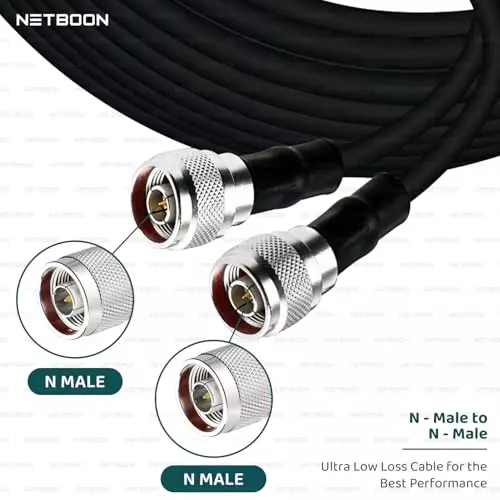 NETBOON HLF/LMR400 Low Loss Coaxial Cable 25 m with N Male to N Male Connector RF 50 Ohm for RF Communication & Test Equipment