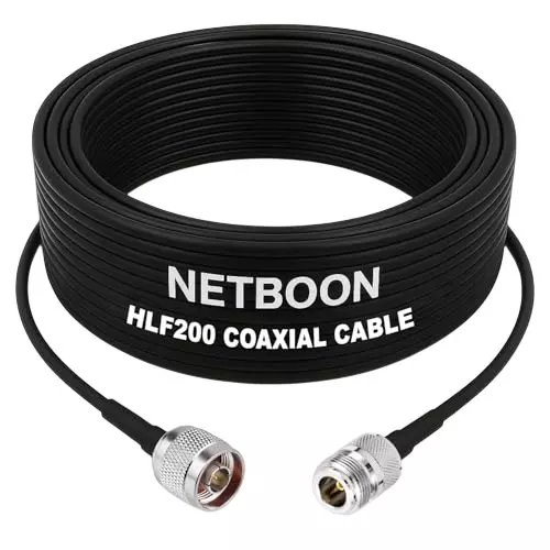 NETBOON HLF200 Low Loss Coaxial Cable 25 m with N Male to N Female Connector RF 50 Ohm for Communication Systems
