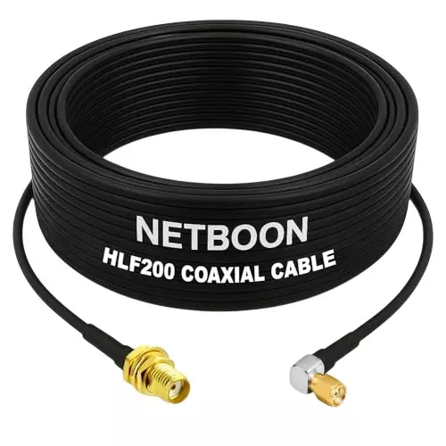 NETBOON HLF200 Low Loss Coaxial Cable with SMA Female to SMA Male Right Angle Connector RF 50 Ohm for Antennas, CCTV, Communication