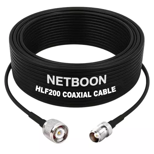 NETBOON HLF200 Low Loss Coaxial Cable 20 m with TNC Male to TNC Female Connector RF 50 Ohm for Antennas, Radios, Broadcast Devices