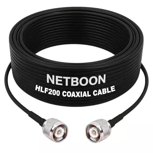 NETBOON HLF200 Low Loss Coaxial Cable 20 m with TNC Male to TNC Male Connector RF 50 Ohm for Antennas, Communication Devices