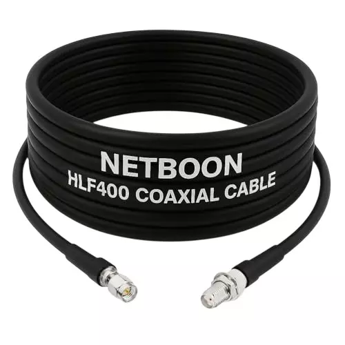 NETBOON HLF400 Low Loss Coaxial Cable SMA Male to SMA Female Connector RF 50 Ohm 5 m Black for RF Communication