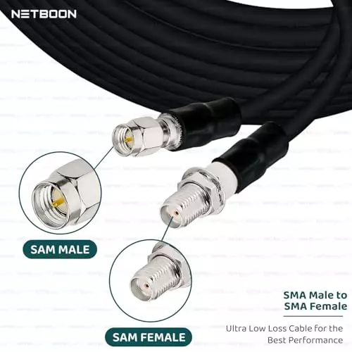 netboon-hlf400-low-loss-coaxial-cable-sma-male-to-sma-female-connector-rf-50-ohm-5-m-black-for-rf-communication